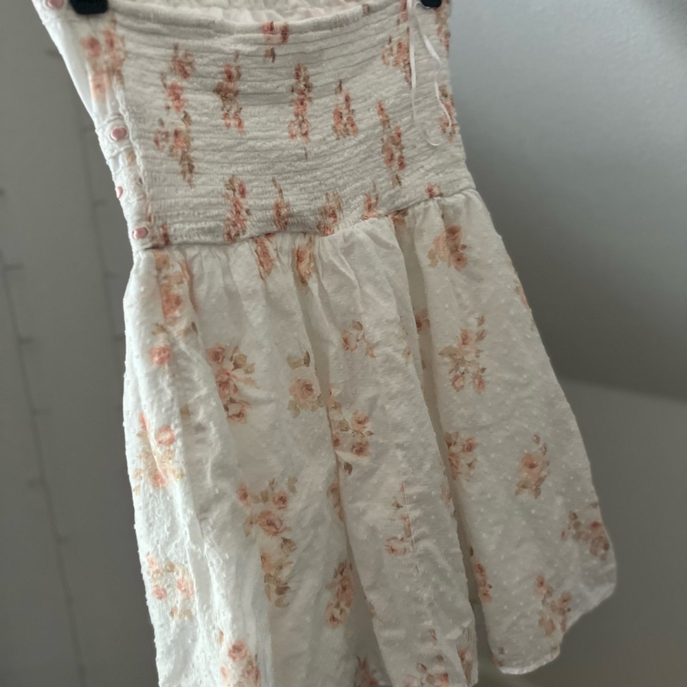 Aeropostale Strapless Dress in White and Pink Floral